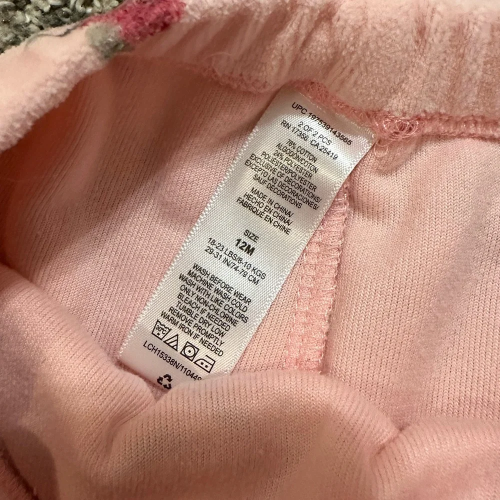 Little Me Ruffled Roses Velour Sweatshirt & Pants Set 12m